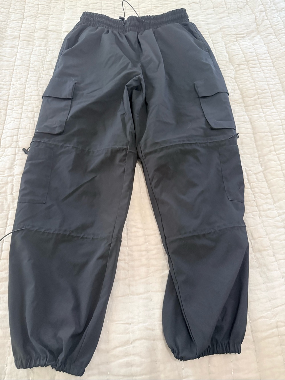 Women’s Black Cargo Jogger Pants - Elastic Waist & Ankles
